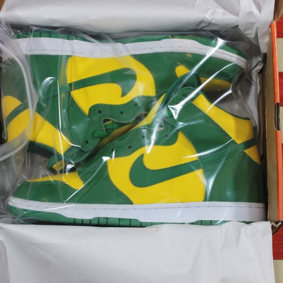 Nike Dunk High Brazil Green Yellow 2003 Men 10 New - Picture 3 of 8